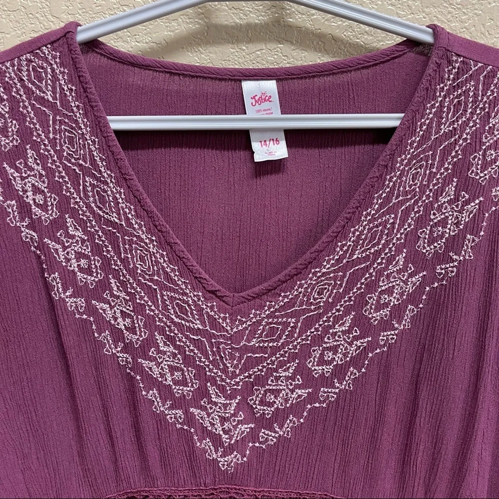 🛍3/$15🛍 JUSTICE Girls Peplum Tunic Top size 14/16 Mauve